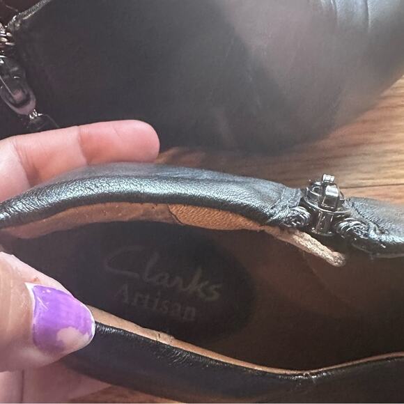 Clarks Artisan Black Leather Side-Zip Shooties 8.5M – Soft Comfort - Picture 5 of 10